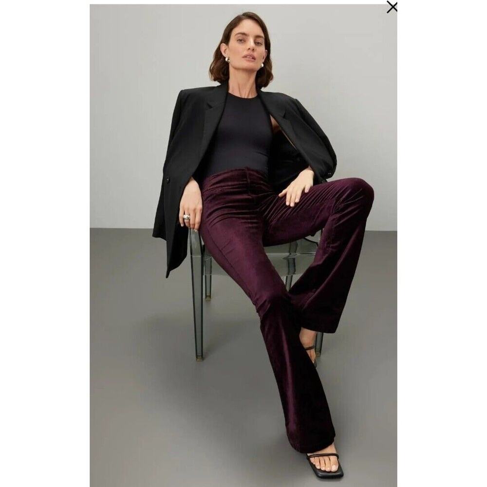 RTR sz 25 0 Paige Lou Lou black cherry deep red velvet high waist flare pants